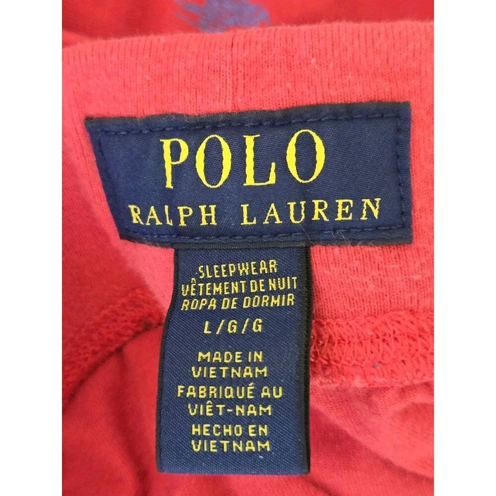 Polo Ralph Lauren Pants Mens L Polo Pony Pajama Red Lounge Sleepwear AOP